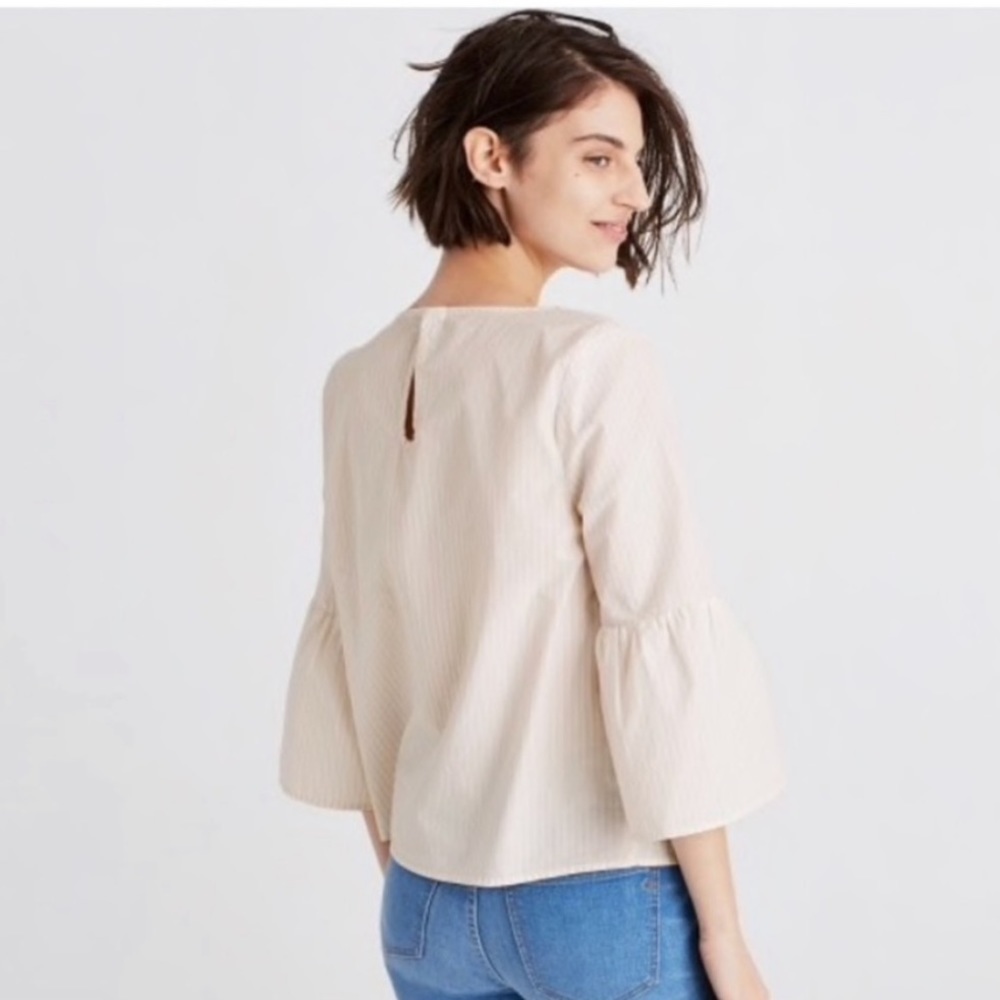 Madewell striped bell sleeve blouse size S